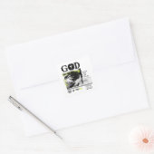 Psalm 121:2 Neon Lime Oog van God CRT Glitch Kunst Vierkante Sticker (Envelop)