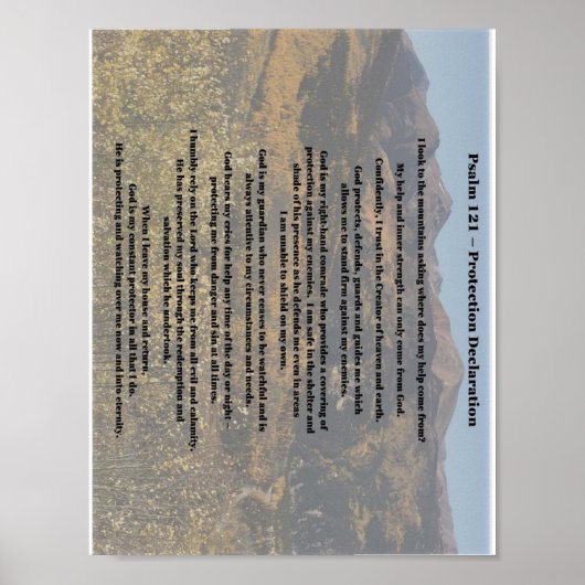 Psalm 121-beschermingsverklaring Poster (Voorkant)