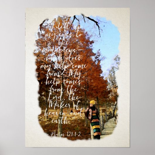 Psalm 121 Bijbel Verse Wall Art Scripture Print (Voorkant)