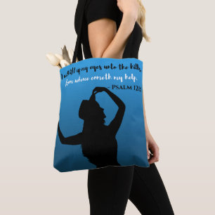 Psalm 121 blauw en zwart Tas