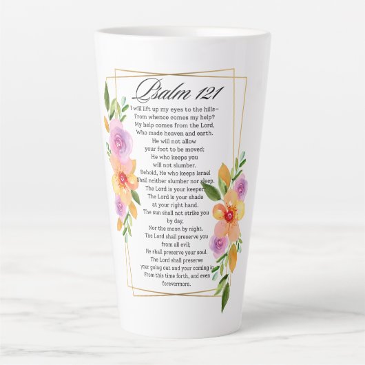 Psalm 121 Geometrisch Lijst Latte Mok (Voorkant)