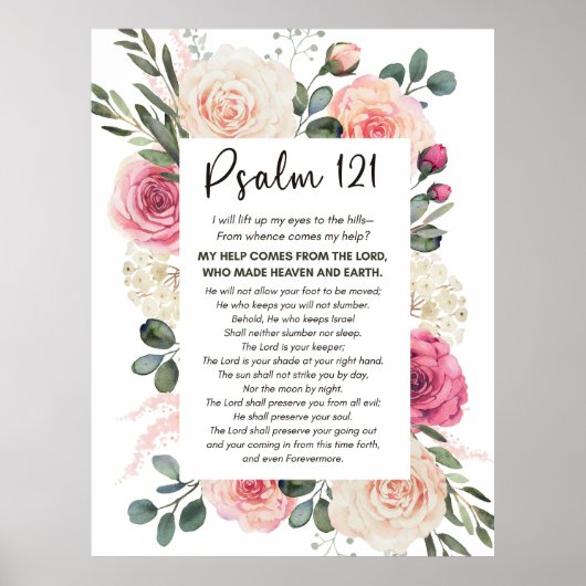 Psalm 121 Ik zal mijn ogen opheffen Bloemenbijbel Poster (Voorkant)