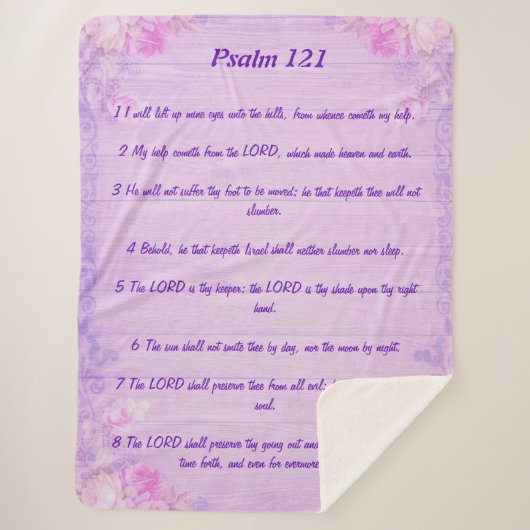 Psalm 121 Lila florale suspensie Sherpa Deken (Voorkant)