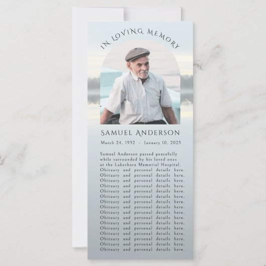 Psalm 121 Misty Lake Sunset Memorial Photo Card Kaart (Voorkant)