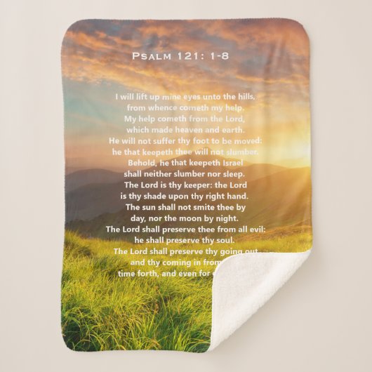 Psalm 121 Scripture Sherpa Blanket Deken (Voorkant)