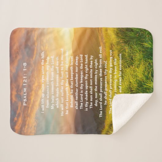 Psalm 121 Scripture Sherpa Blanket Deken (Voorkant (horizontaal))