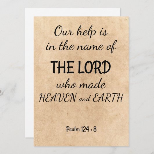 Psalm 124:8 op een wenskaart van tweevoudig stijl feestdagenkaart (Voorkant / Achterkant)