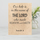 Psalm 124:8 op een wenskaart van tweevoudig stijl feestdagenkaart (Staand voorkant)