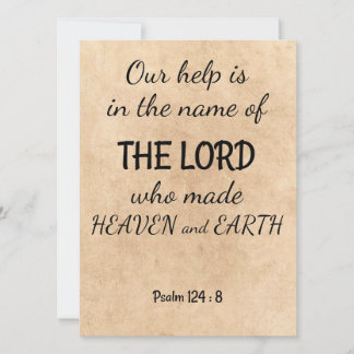 Psalm 124:8 op een wenskaart van tweevoudig stijl feestdagenkaart