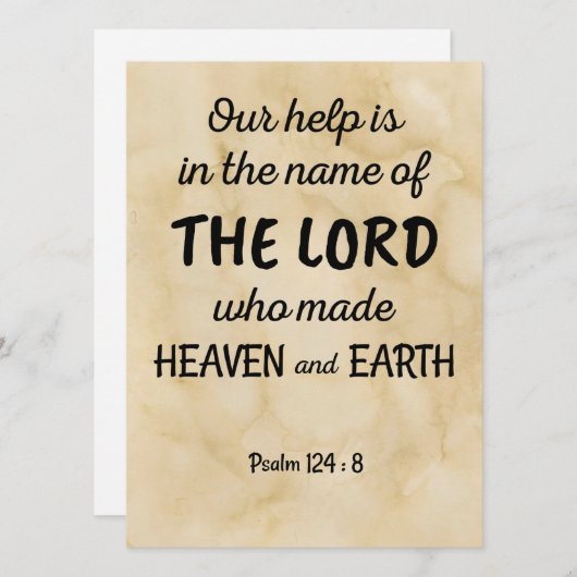 Psalm 124:8 op een wenskaart van tweevoudig stijl feestdagenkaart (Voorkant / Achterkant)