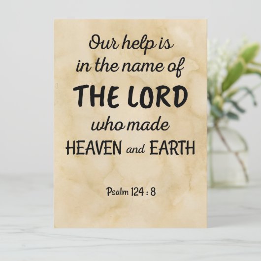 Psalm 124:8 op een wenskaart van tweevoudig stijl feestdagenkaart (Staand voorkant)