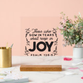 Psalm 126:5 Schrift Typografie – Oogsten in Blijds Acryl Bord (Huwelijk)