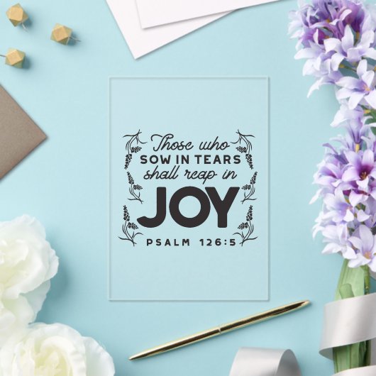 Psalm 126:5 Schrift Typografie – Oogsten in Blijds Acryl Uitnodigingen (Insitu (Huwelijk))