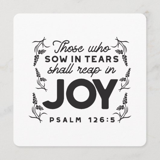 Psalm 126:5 Schrift Typografie – Oogsten in Blijds Feestdagenkaart (Voorkant)