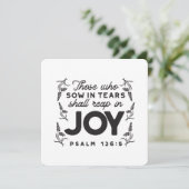 Psalm 126:5 Schrift Typografie – Oogsten in Blijds Feestdagenkaart (Staand voorkant)