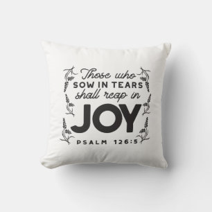 Psalm 126:5 Schrift Typografie – Oogsten in Blijds Kussen