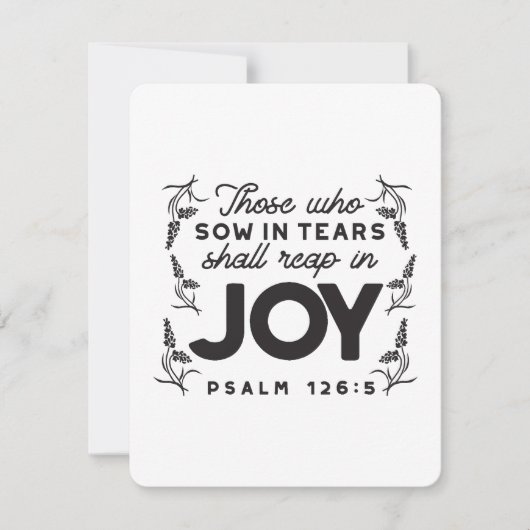 Psalm 126:5 Schrift Typografie – Oogsten in Blijds Notitiekaartje (Voorkant)