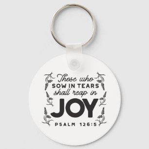 Psalm 126:5 Schrift Typografie – Oogsten in Blijds Sleutelhanger