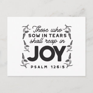 Psalm 126:5 Schrift Typografie – Oogsten in Vreugd Feestdagenkaart