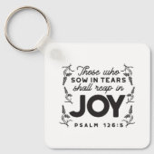 Psalm 126:5 Schrift Typografie – Oogsten in Vreugd Sleutelhanger (Voorkant)