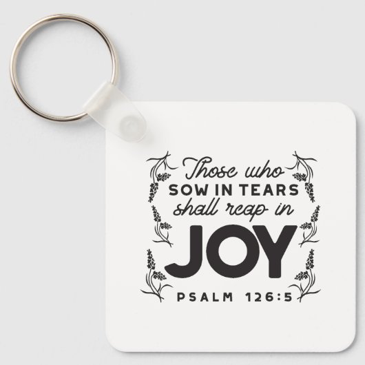 Psalm 126:5 Schrift Typografie – Oogsten in Vreugd Sleutelhanger (Voorkant)