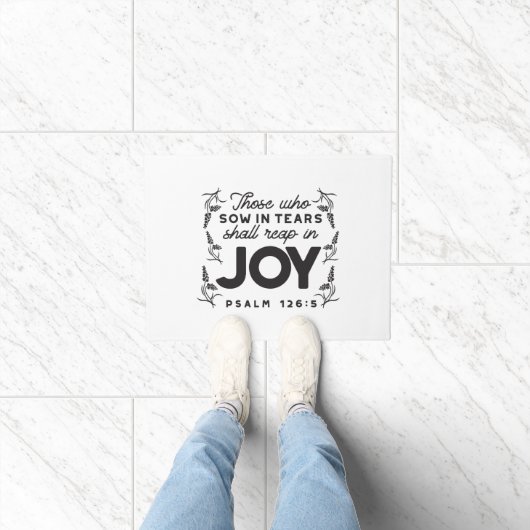 Psalm 126:5 Scripture Typography – Reap in Joy Deurmat (Binnen)