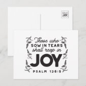 Psalm 126:5 Scripture Typography – Reap in Joy Feestdagenkaart (Voorkant / Achterkant)