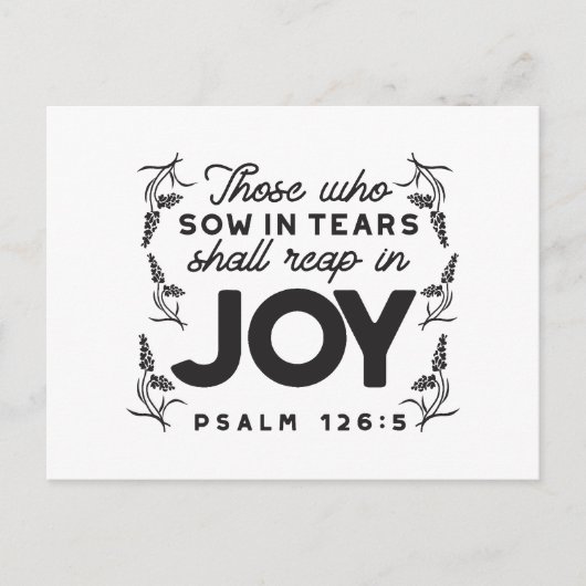 Psalm 126:5 Scripture Typography – Reap in Joy Feestdagenkaart (Voorkant)