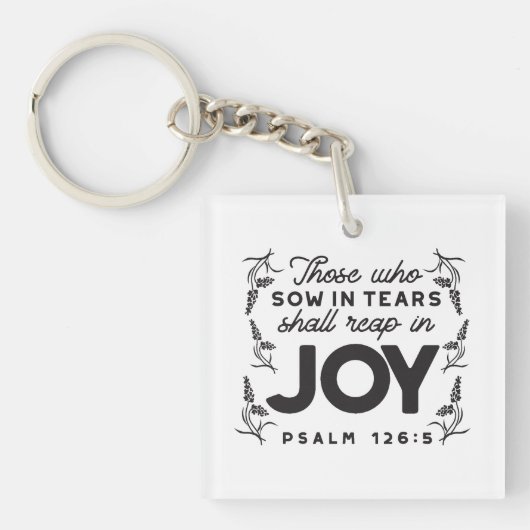 Psalm 126:5 Scripture Typography – Reap in Joy Sleutelhanger (Voorkant)