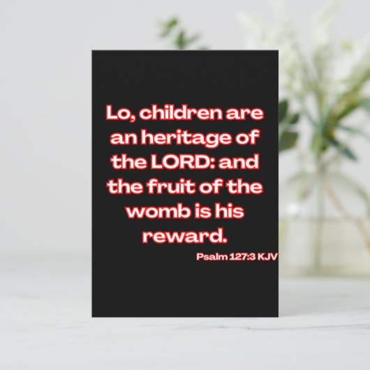 Psalm 127:3 KJV Bijbelscriptgroet Kaart (Staand voorkant)
