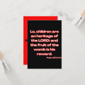 Psalm 127:3 KJV Bijbelscriptgroet Kaart (Voorkant / Achterkant in situ)