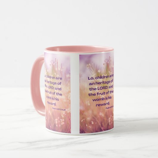 Psalm 127:3 KJV Bijbelscripts Pic Two-Tone Mok (Voorkant links)