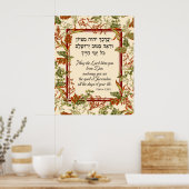 Psalm 128 Afzegeling in het Hebreeuws en het Engel Poster (Keuken)