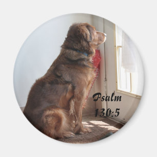 Psalm 130:5 Dog Window Magnet