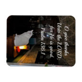 Psalm 136:1 om bedankt te geven aan de Heer; want  Magneet (Horizontaal)