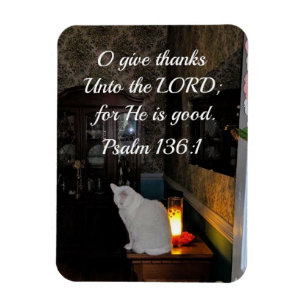 Psalm 136:1 om bedankt te geven aan de Heer; want Magneet