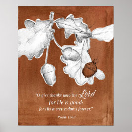 Psalm 136 Schriftuur Geef Dank Eikels Eikenboom Poster