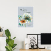 Psalm 136 Zijn liefde blijft eeuwig bloemengrijs Poster (Thuiskantoor)