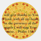 Psalm 138:1 ronde sticker (Voorkant)