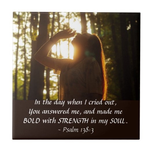 Psalm 138:3 Je antwoordde me en maakte me BOLD Tegeltje (Voorkant)