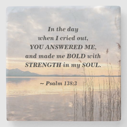 Psalm 138:3 Je maakte me Vetzondst over het meer Stenen Onderzetter (Voorkant)