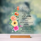 Psalm 139:13-14 Heerlijk gemaakt Bloemen Christeli Acryl Bord (Neutraal)