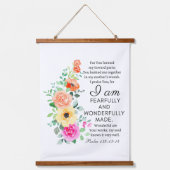 Psalm 139:13-14 Heerlijk gemaakt Bloemen Christeli Hangend Wandkleed (Voorkant)