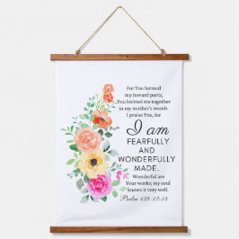 Psalm 139:13-14 Heerlijk gemaakt Bloemen Christeli Hangend Wandkleed