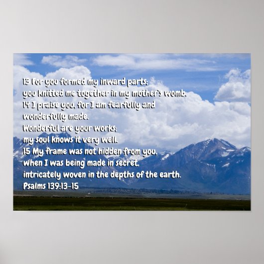 Psalm 139:13-15 poster (Voorkant)