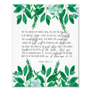 Psalm 139:13-16 "Fearful and Wonderful Made" Foto Afdruk