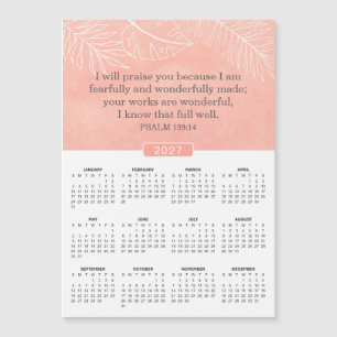 Psalm 139:14 2027 Roze Kalender Magneet