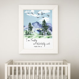 Psalm 139:14 Christelijke kinderkamer Wall Art Mou Foto Afdruk