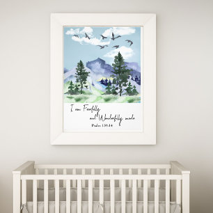 Psalm 139:14 Christelijke kinderkamer Wall Art Mou Foto Afdruk
