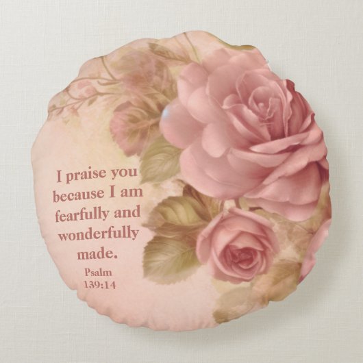 Psalm 139: 14 Fleece Blanket Rond Kussen (Achterkant)